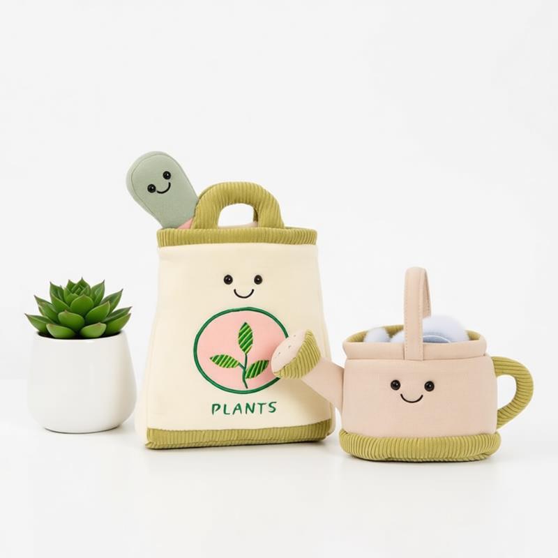 Plant Parental - Garten-Plüschtier-Set: Schaufel, Gießkanne, Weiche Stoffpuppe, Interaktives